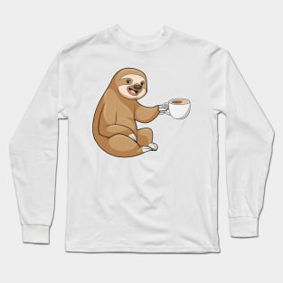 Sloth with Cup of Coffee Long Sleeve T-Shirt